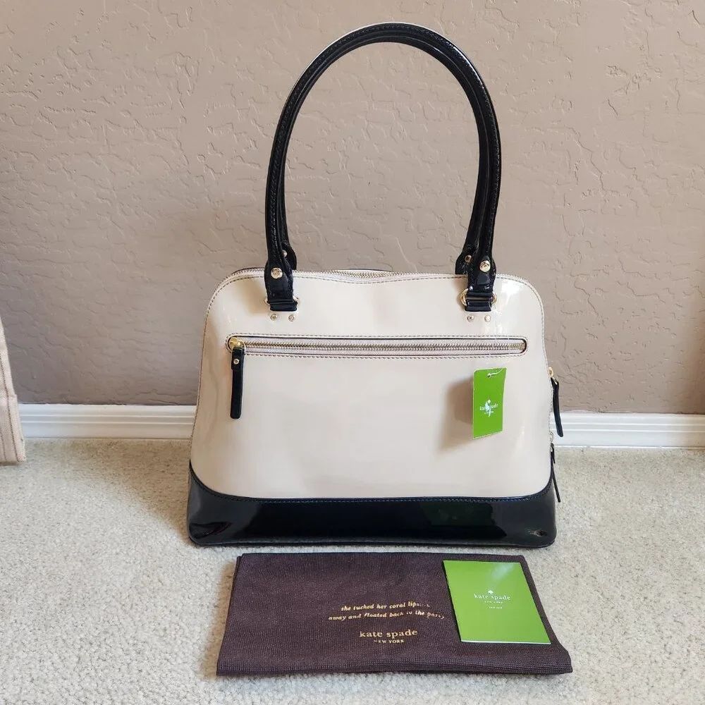NWT Kate Spade Rachelle Wellesley Patent Leather Satchel--Cream and Black